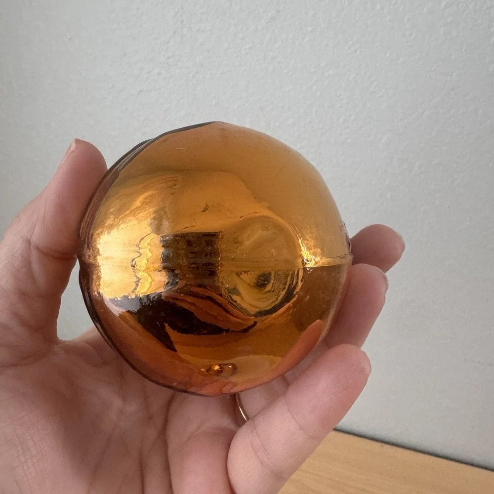 Vtg Y2K Midwest Kugel Christmas Ornament Lot Of 3 Yellow Gold Glass‎ Ball Bell